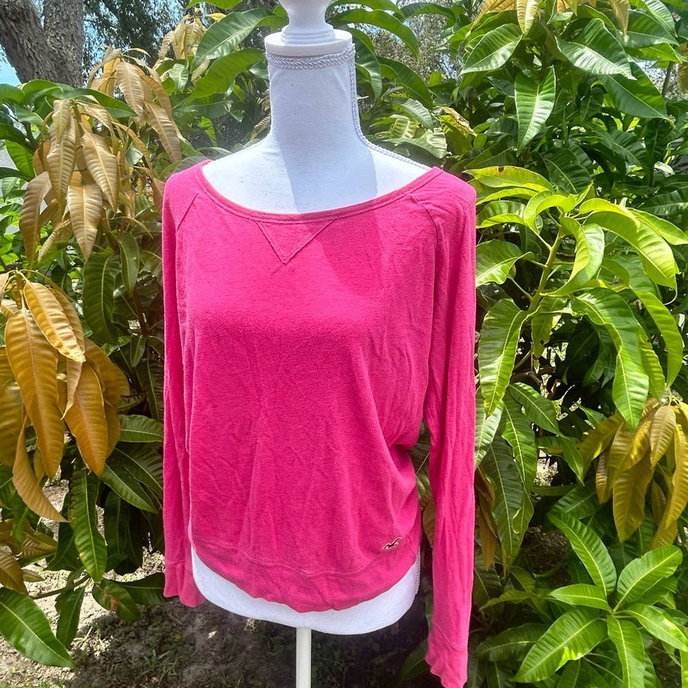 Hollister Pink Scoop Neck Long Sleeve Shirt